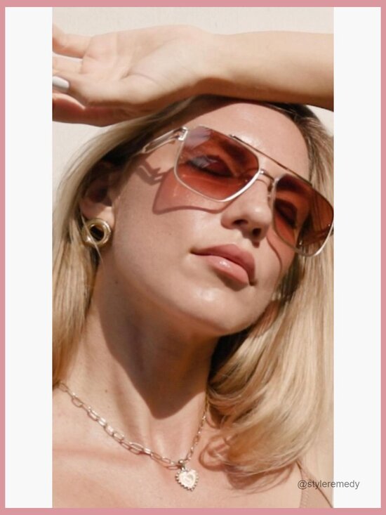 Retro Oversized Square Sunglasses, Stainless Steel Metal Frame, UV400 Protection main image 5